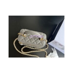 Replica Chanel New 22A Lambskin Vanity With Chain and Top Handle AP2199 Grey 2