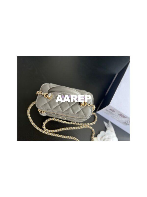 Replica Chanel New 22A Lambskin Vanity With Chain and Top Handle AP2199 Grey 4