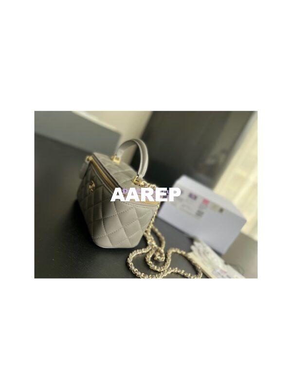 Replica Chanel New 22A Lambskin Vanity With Chain and Top Handle AP2199 Grey 6
