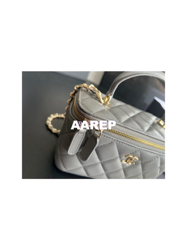 Replica Chanel New 22A Lambskin Vanity With Chain and Top Handle AP2199 Grey 9
