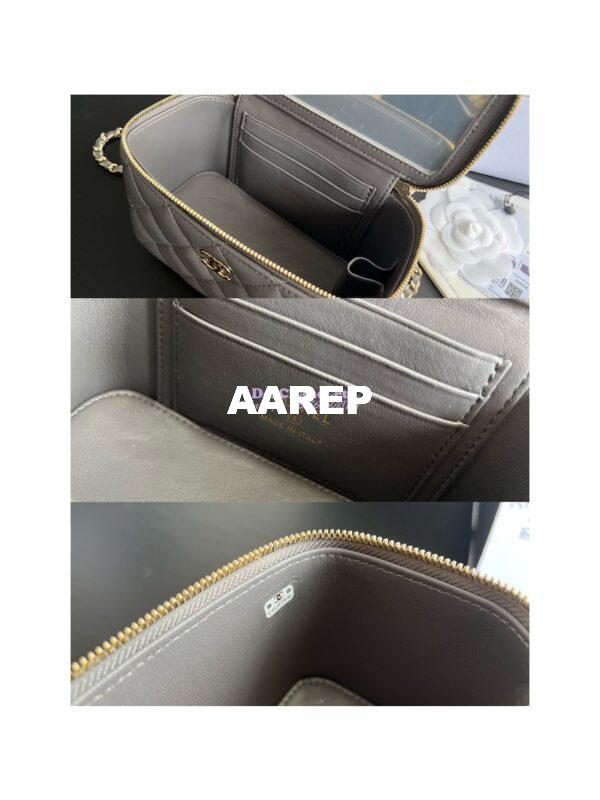 Replica Chanel New 22A Lambskin Vanity With Chain and Top Handle AP2199 Grey 11
