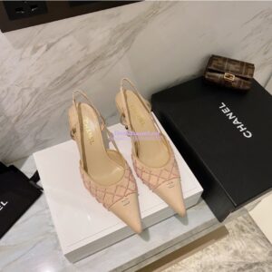Replica Chanel Pearls & Satin Slingback 65mm G35260 Beige