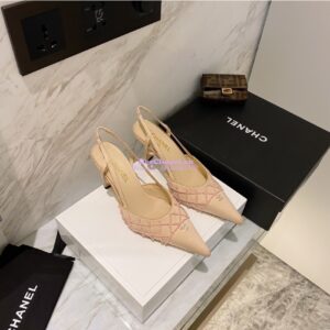 Replica Chanel Pearls & Satin Slingback 65mm G35260 Beige 2