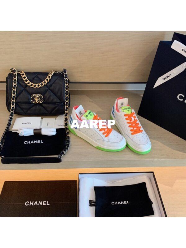 Replica Chanel Trainers Calfskin Sneakers G35934 Multicolor Orange 4