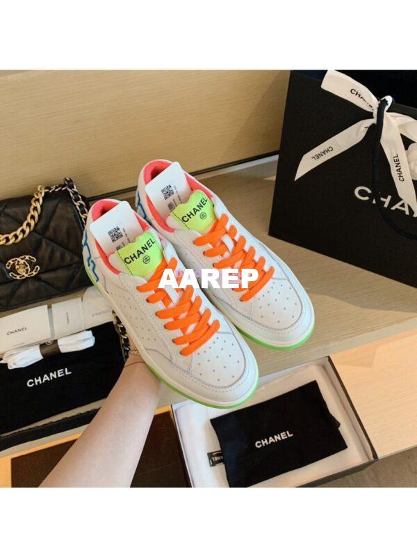 Replica Chanel Trainers Calfskin Sneakers G35934 Multicolor Orange 5
