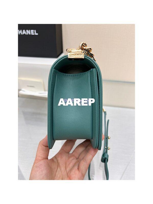 Replica Chanel Medium Boy Handbag in Grained Calfskin with Shining Gold Hardware 67086 Turquoise 5