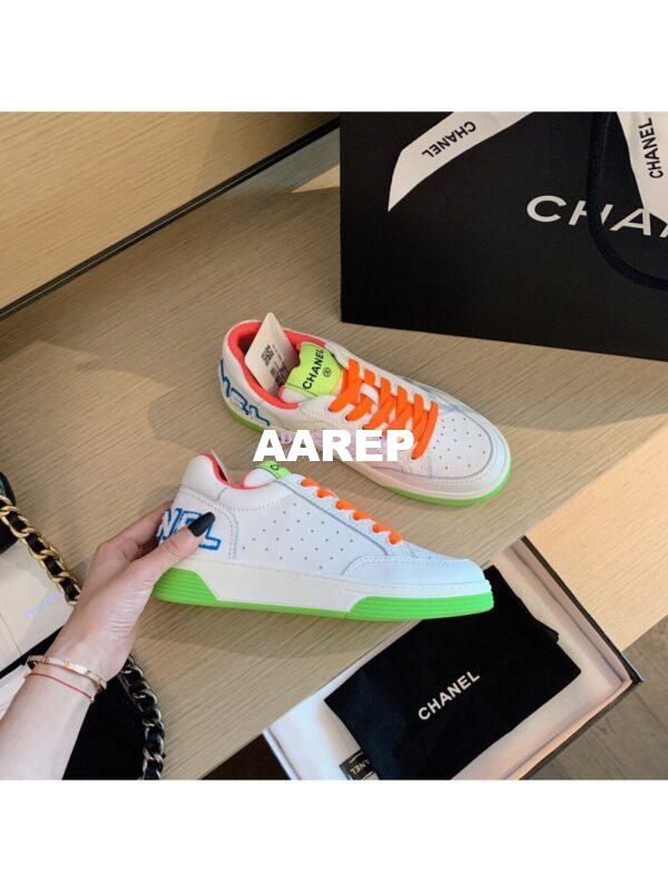 Replica Chanel Trainers Calfskin Sneakers G35934 Multicolor Orange 6