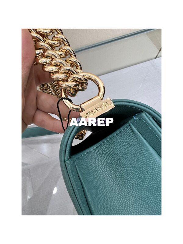 Replica Chanel Medium Boy Handbag in Grained Calfskin with Shining Gold Hardware 67086 Turquoise 7