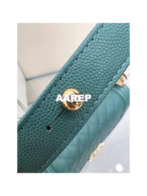 Replica Chanel Medium Boy Handbag in Grained Calfskin with Shining Gold Hardware 67086 Turquoise 9