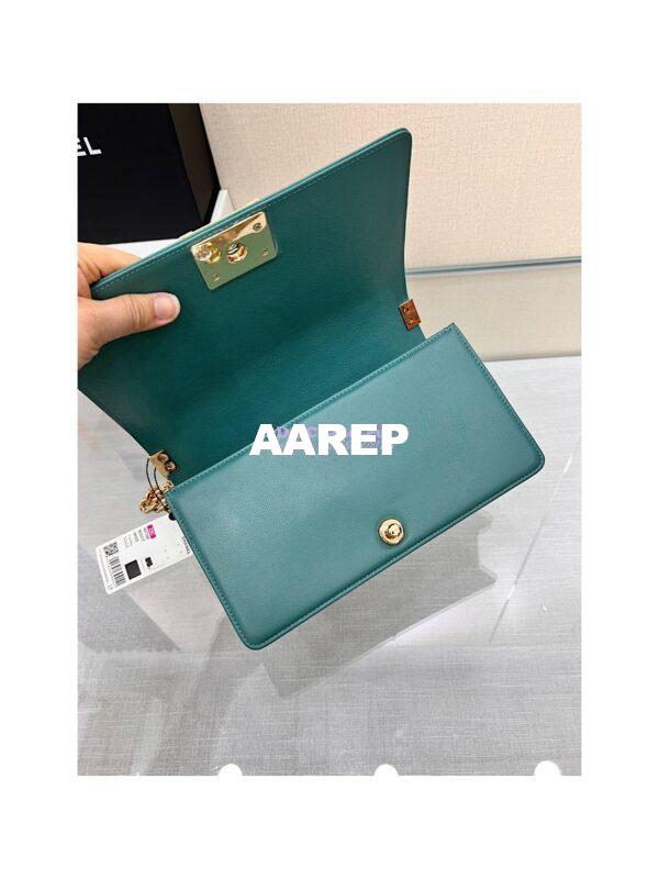 Replica Chanel Medium Boy Handbag in Grained Calfskin with Shining Gold Hardware 67086 Turquoise 10