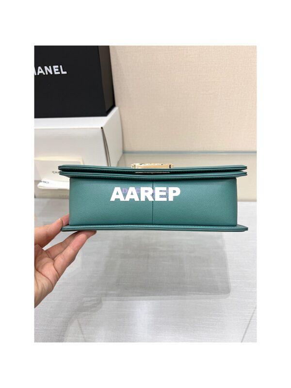 Replica Chanel Medium Boy Handbag in Grained Calfskin with Shining Gold Hardware 67086 Turquoise 11
