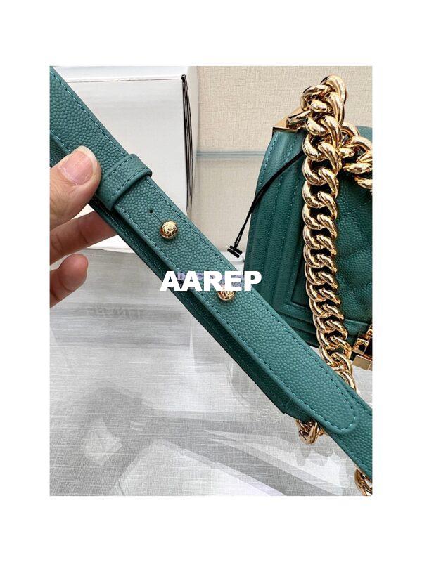 Replica Chanel Medium Boy Handbag in Grained Calfskin with Shining Gold Hardware 67086 Turquoise 16