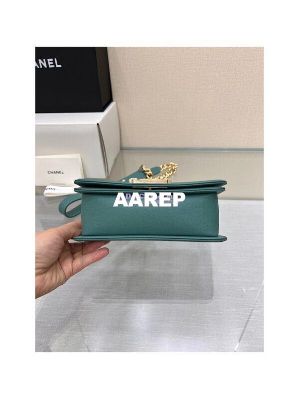 Replica Chanel Medium Boy Handbag in Grained Calfskin with Shining Gold Hardware 67086 Turquoise 18