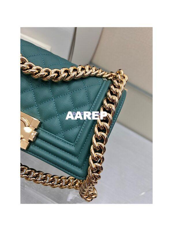 Replica Chanel Medium Boy Handbag in Grained Calfskin with Shining Gold Hardware 67086 Turquoise 19
