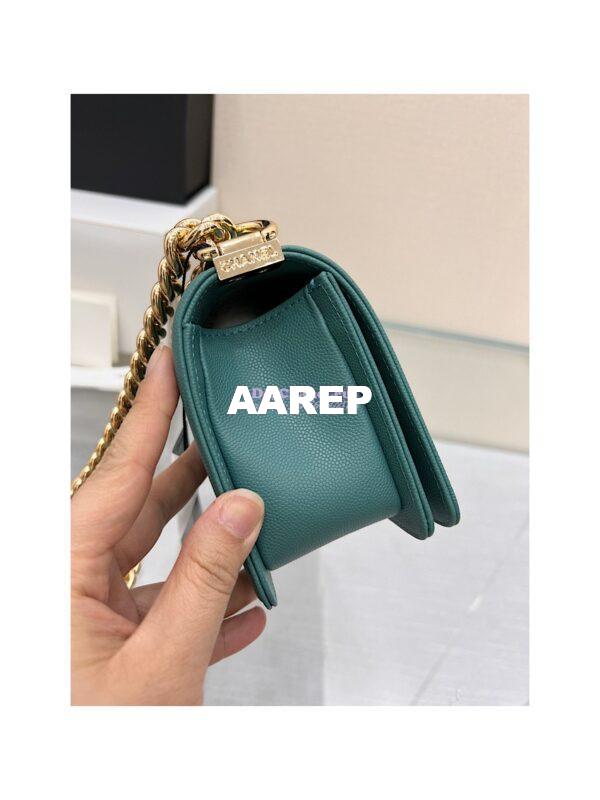 Replica Chanel Medium Boy Handbag in Grained Calfskin with Shining Gold Hardware 67086 Turquoise 20
