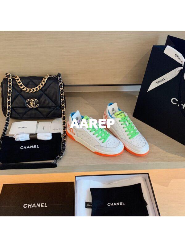 Replica Chanel Trainers Calfskin Sneakers G35934 Multicolor Green 2
