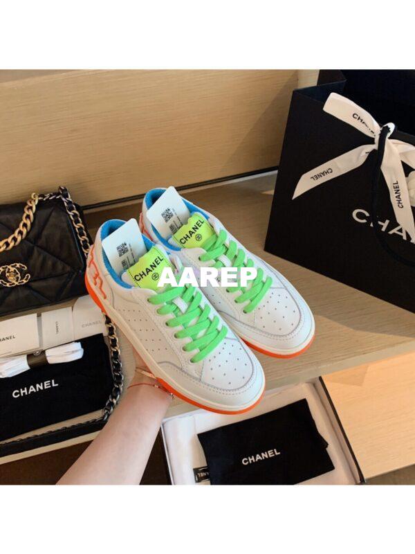 Replica Chanel Trainers Calfskin Sneakers G35934 Multicolor Green 3