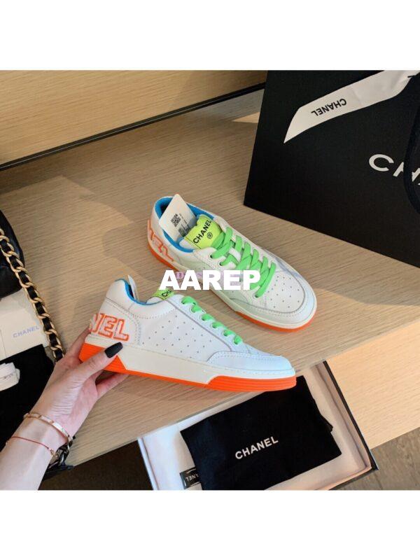 Replica Chanel Trainers Calfskin Sneakers G35934 Multicolor Green 4