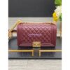 Replica Chanel Medium Boy Handbag in Grained Calfskin with Matte Gold Hardware 67086 Chalk