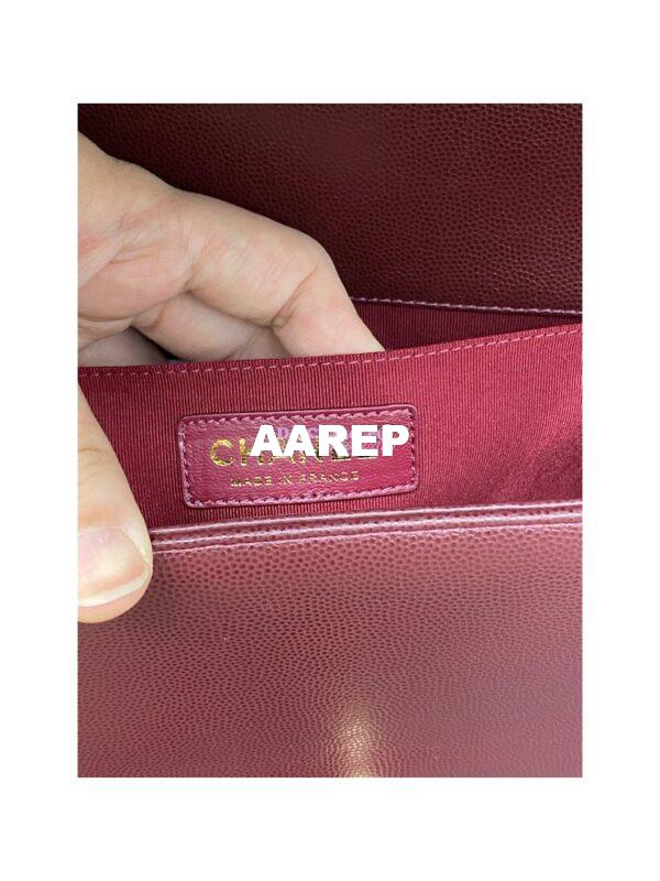 Replica Chanel Medium Boy Handbag in Grained Calfskin with Matte Gold Hardware 67086 Wine 10