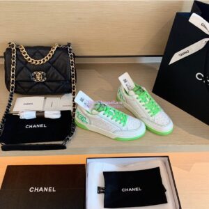Replica Chanel Trainers Calfskin Sneakers G35934 Green 2