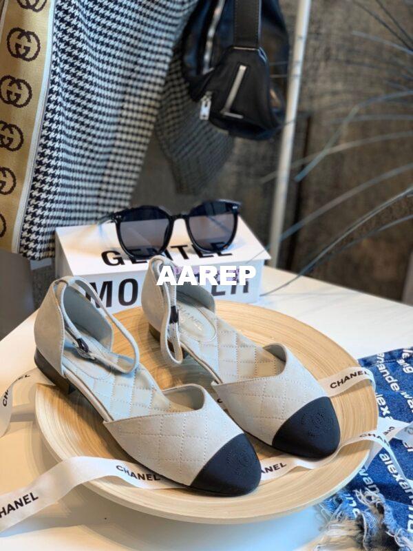 Replica Chanel Mary Janes G36048 Suede Calfskin Grey 2