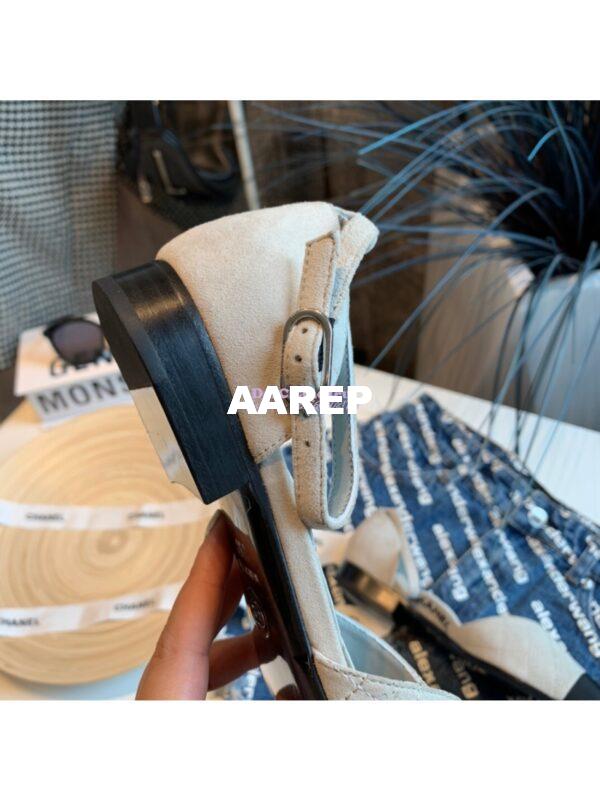 Replica Chanel Mary Janes G36048 Suede Calfskin Grey 7