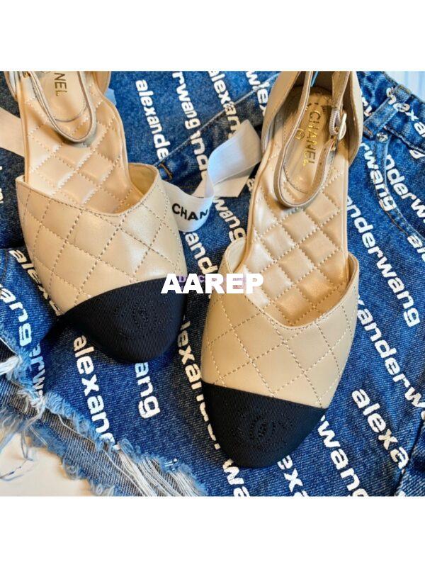 Replica Chanel Mary Janes G36048 Lambskin Beige 7