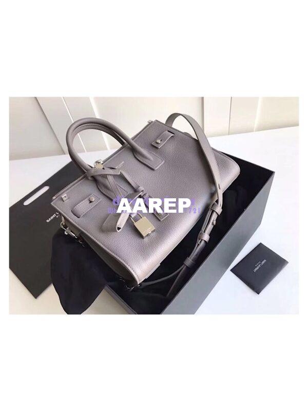 Replica YSL Saint Laurent Baby Sac De Jour Souple Duffle Bag In Grained Leather Grey 3