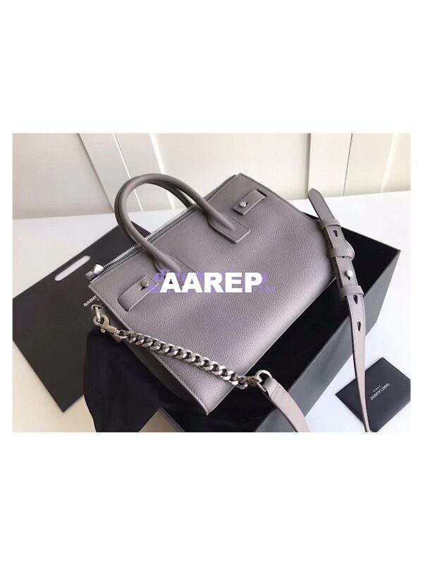 Replica YSL Saint Laurent Baby Sac De Jour Souple Duffle Bag In Grained Leather Grey 9