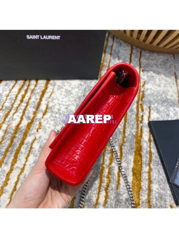 Replica YSL Classic Medium Kate Monogram Saint Laurent Tassel Satchel In Red Crocodile Embossed Shiny Leather 354119 6