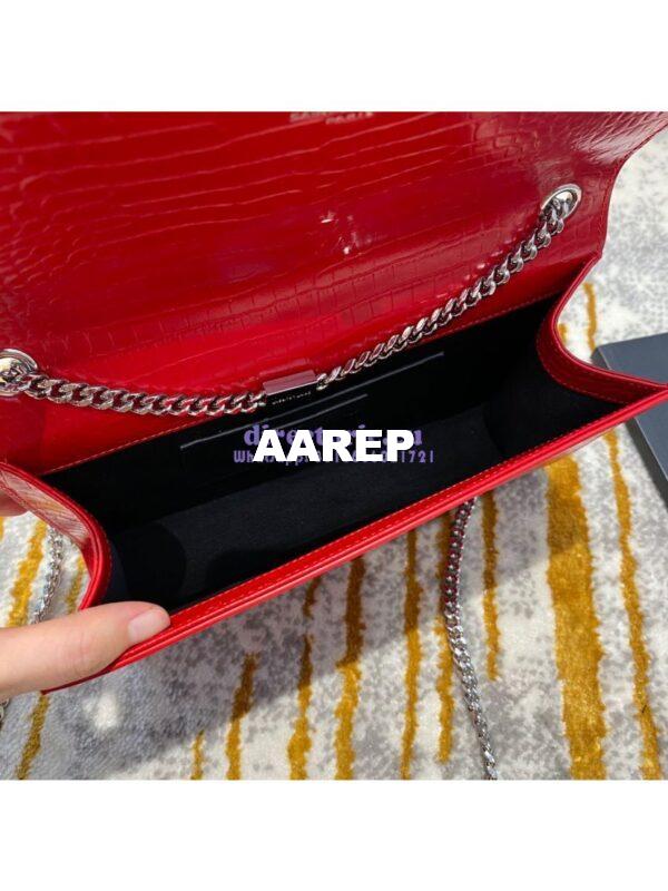 Replica YSL Classic Medium Kate Monogram Saint Laurent Tassel Satchel In Red Crocodile Embossed Shiny Leather 354119 8