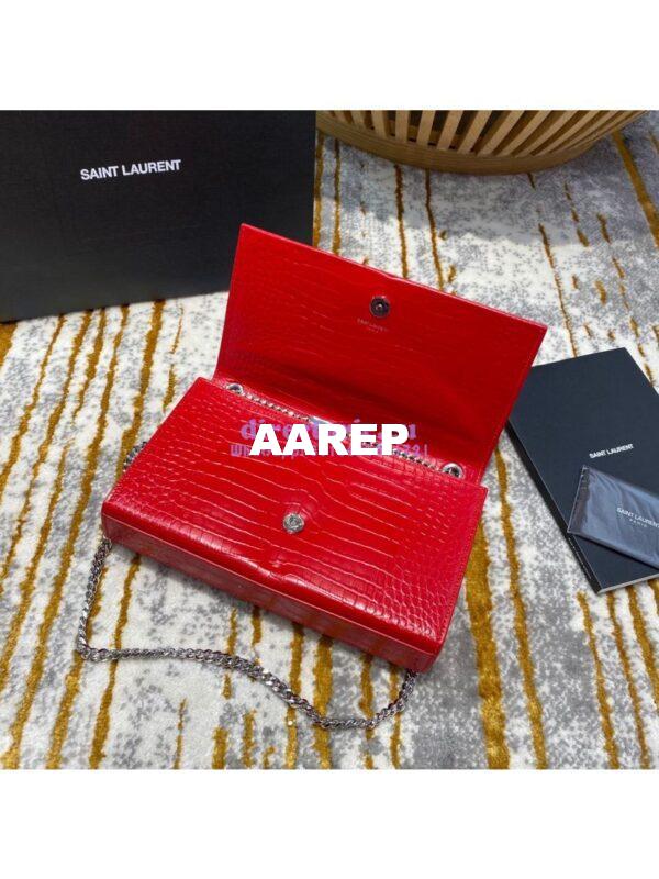 Replica YSL Classic Medium Kate Monogram Saint Laurent Tassel Satchel In Red Crocodile Embossed Shiny Leather 354119 9