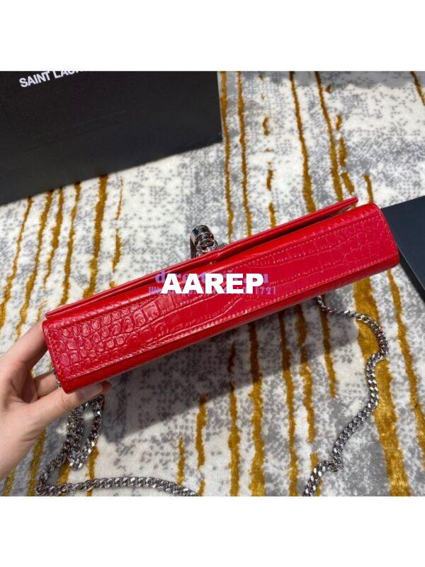 Replica YSL Classic Medium Kate Monogram Saint Laurent Tassel Satchel In Red Crocodile Embossed Shiny Leather 354119 16
