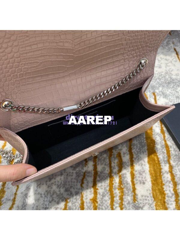 Replica YSL Classic Medium Kate Monogram Saint Laurent Tassel Satchel In Pink Crocodile Embossed Shiny Leather 354119 6