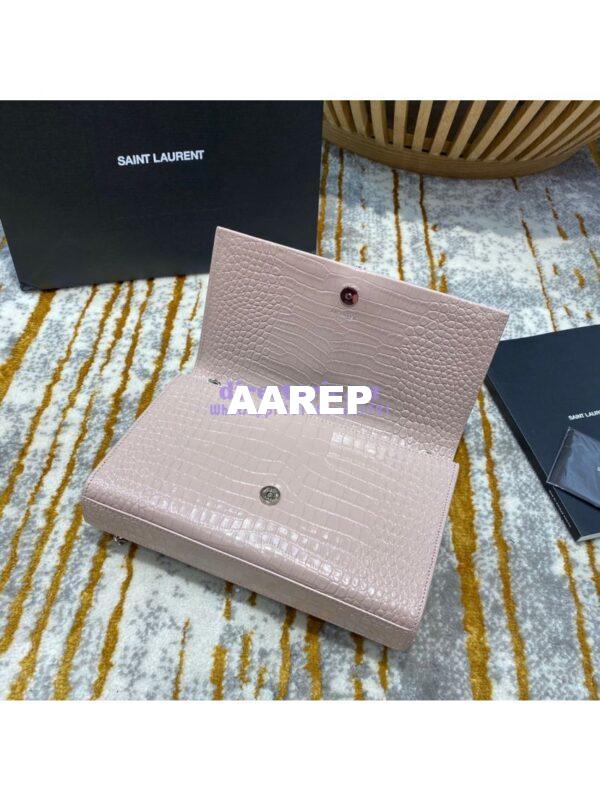 Replica YSL Classic Medium Kate Monogram Saint Laurent Tassel Satchel In Pink Crocodile Embossed Shiny Leather 354119 7