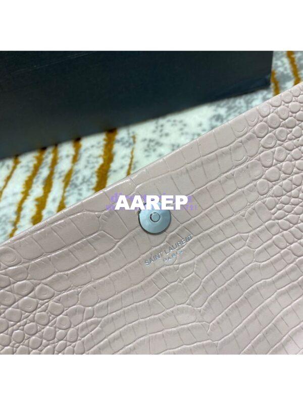 Replica YSL Classic Medium Kate Monogram Saint Laurent Tassel Satchel In Pink Crocodile Embossed Shiny Leather 354119 9