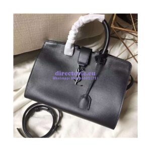 Replica YSL Yves Saint Laurent Cabas Y Calfskin Black Leather Tote Bag with black hardware