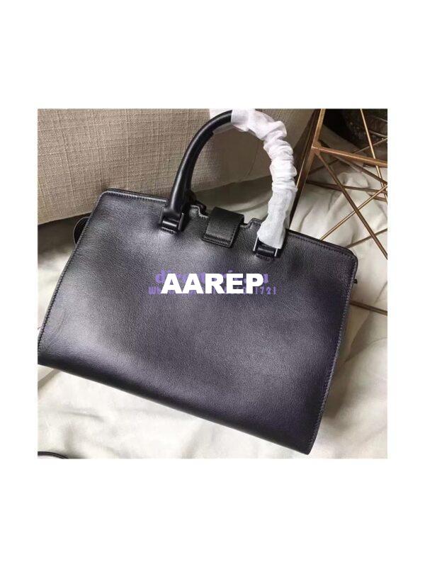 Replica YSL Yves Saint Laurent Cabas Y Calfskin Black Leather Tote Bag with black hardware 6
