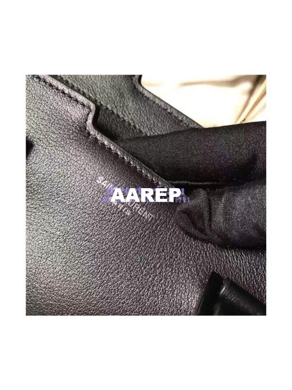 Replica YSL Yves Saint Laurent Cabas Y Calfskin Black Leather Tote Bag with black hardware 10