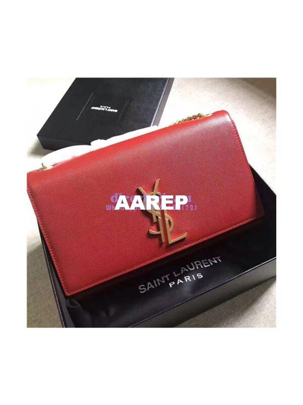 Replica YSL Saint Laurent Kate small chain bag in grain de poudre embossed leather 469390 White 3