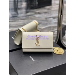 Replica YSL Saint Laurent Kate small chain bag in grain de poudre embossed leather 469390 White 2