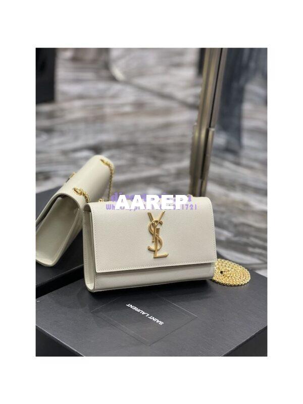 Replica YSL Saint Laurent Kate small chain bag in grain de poudre embossed leather 469390 White 5