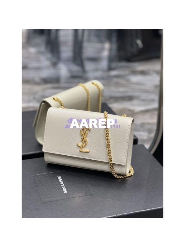 Replica YSL Saint Laurent Kate small chain bag in grain de poudre embossed leather 469390 White 7
