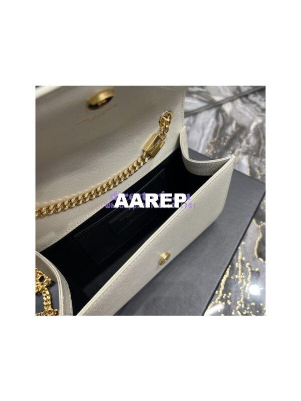 Replica YSL Saint Laurent Kate small chain bag in grain de poudre embossed leather 469390 White 9