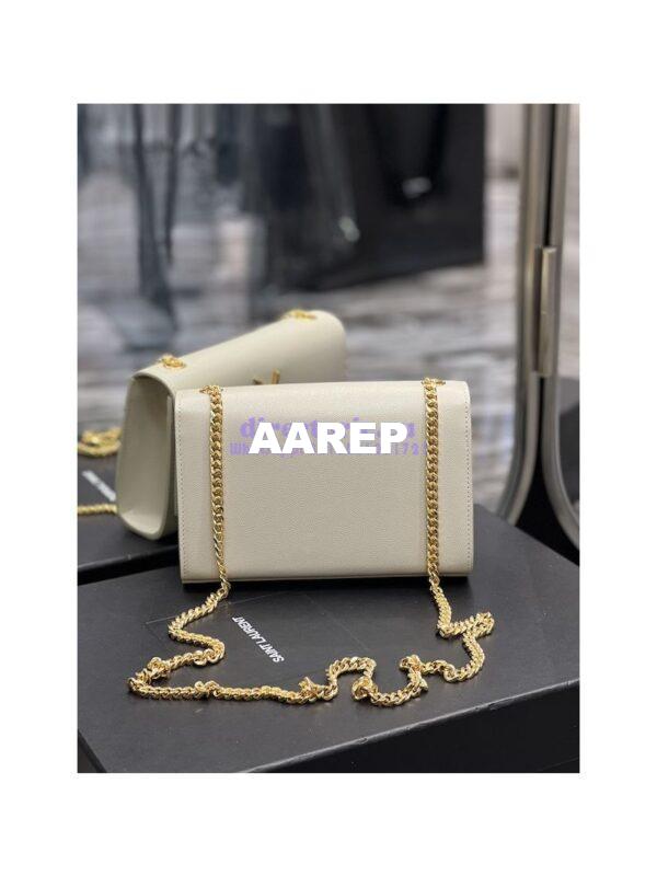 Replica YSL Saint Laurent Kate small chain bag in grain de poudre embossed leather 469390 White 13