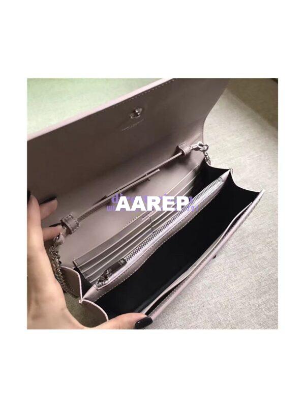 Replica YSL Monogram Saint Laurent Chain Wallet In Antique Rose Crocodile Embossed Shiny Leather 442015 10