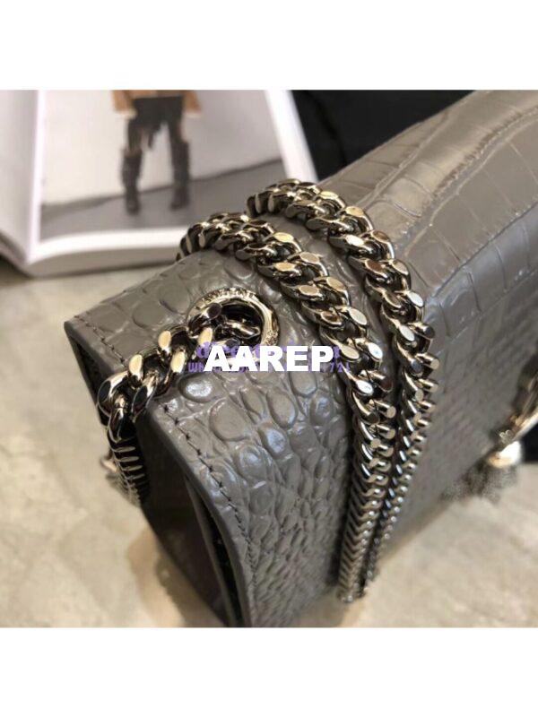 Replica YSL Classic Medium Kate Monogram Saint Laurent Tassel Satchel In Grey Crocodile Embossed Shiny Leather 354119 8