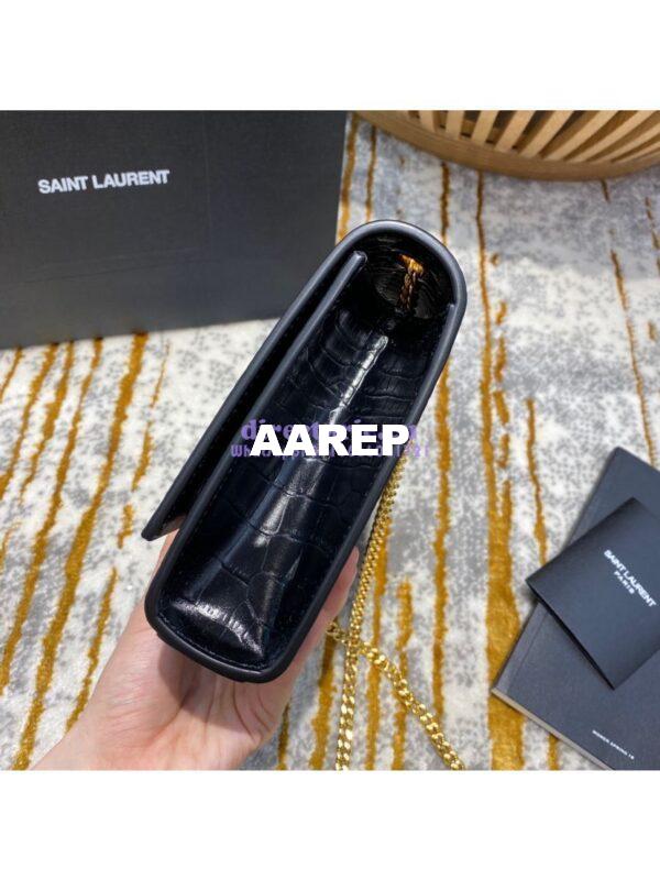 Replica YSL Classic Medium Kate Monogram Saint Laurent Tassel Satchel In Black Crocodile Embossed Shiny Leather 354119 5
