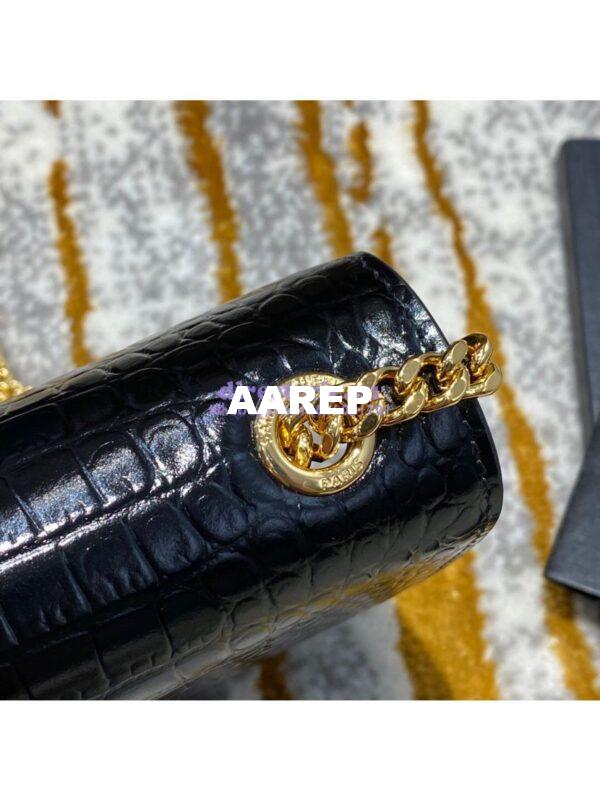 Replica YSL Classic Medium Kate Monogram Saint Laurent Tassel Satchel In Black Crocodile Embossed Shiny Leather 354119 8